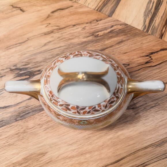 1930's Vintage Royal Rudolstadt Prussia Covered Sugar Dish, Antique Rose Pattern - Picture 10 of 10